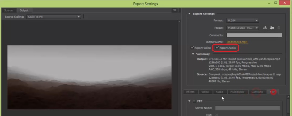 نام: Export Audio In MediaEncoder.jpg نمایش: 160 اندازه: 54.5 کیلو بایت