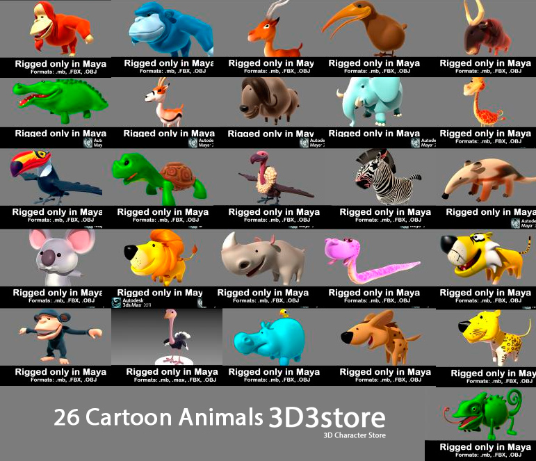 نام: 3D3store.com 26 Animals Collection.jpg نمایش: 159 اندازه: 364.1 کیلو بایت